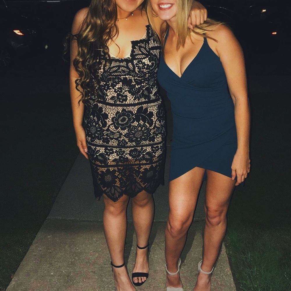 Pink and Black Lace Dress